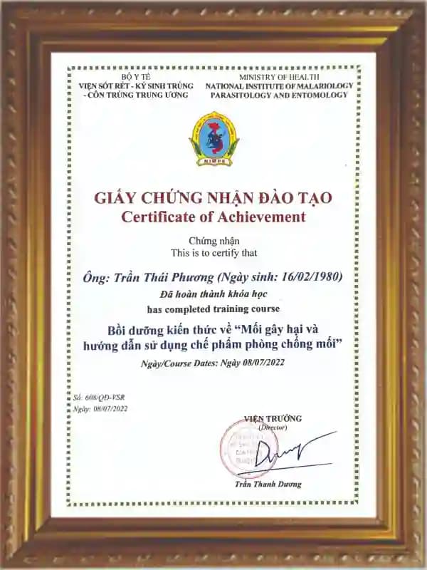 Chứng chỉ diệt mối